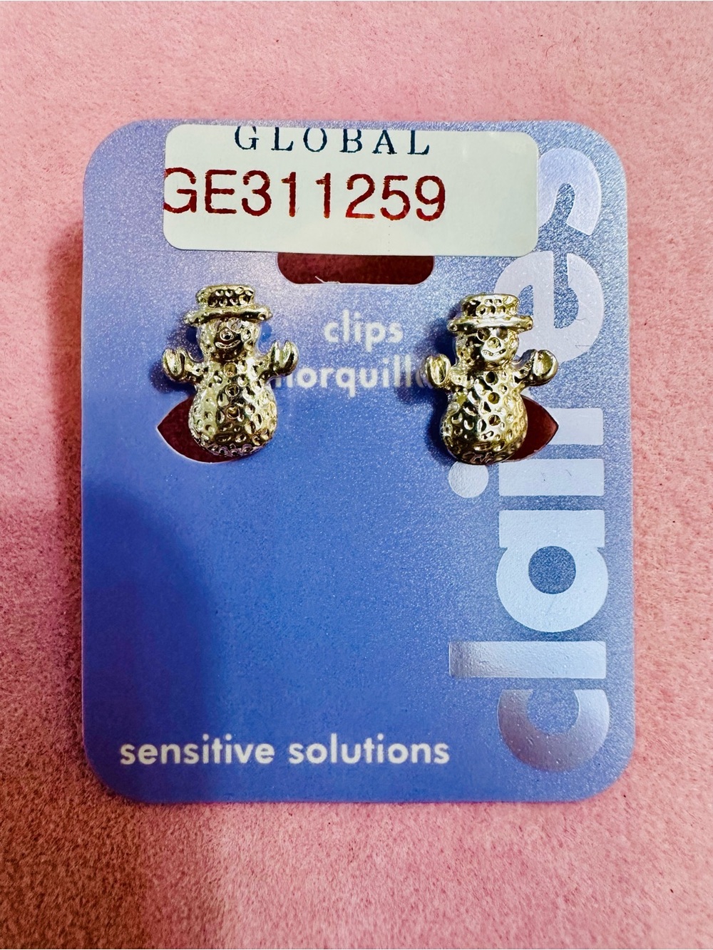 NWT Silver Tone Snowman Clip-On Earrings Christmas Holiday